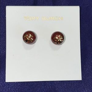 Tory Burch Crystal Pearl Stud Earrings